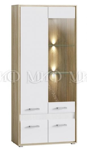 Шкаф-стекло Фортуна Белый глянец