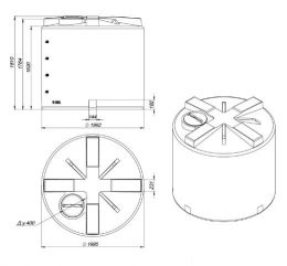 Схема. Емкость TH 5000 литров пластиковая