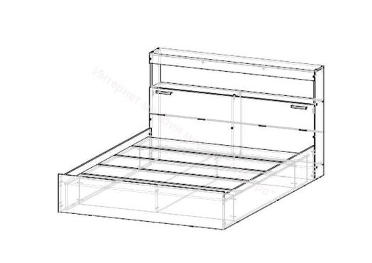 Кровать Бася 1600 мм с надстройкой и тумбами Графит/Дуб крафт