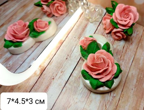 Силиконовая форма Восьмерка с розовыми розами