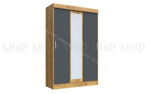 Шкаф-купе трехдверный Бася Графит/Дуб крафт