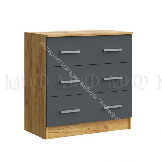 Комод Бася с 3-мя ящиками Графит/Дуб крафт