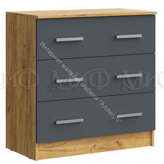 Комод Бася с 3-мя ящиками Графит/Дуб крафт