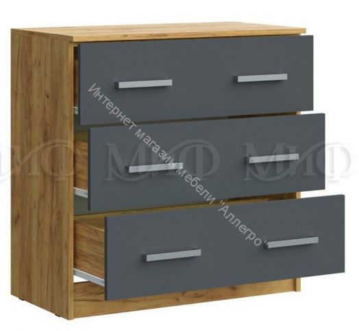 Комод Бася с 3-мя ящиками Графит/Дуб крафт