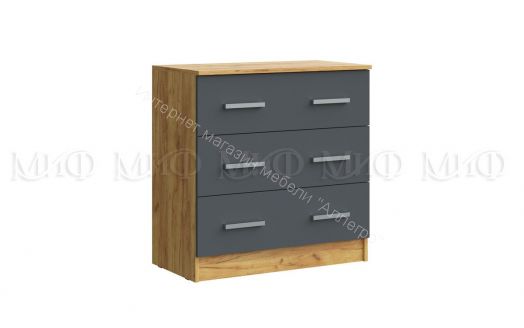 Комод Бася с 3-мя ящиками Графит/Дуб крафт