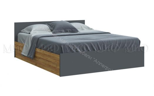 Кровать Бася 1600мм Графит/Дуб крафт