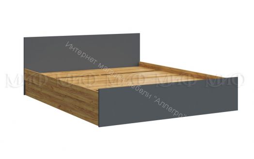 Кровать Бася 1600мм Графит/Дуб крафт