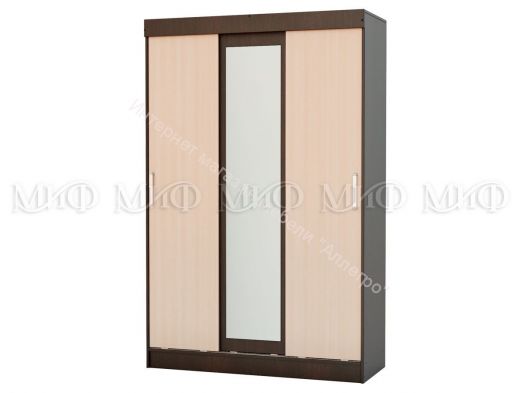 Шкаф-купе трехдверный Бася Дуб беленый/Венге
