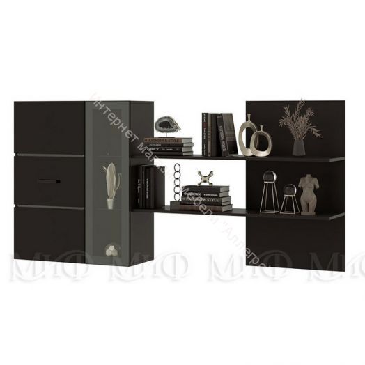 Шкаф навесной с полкой Николь Черный глянец