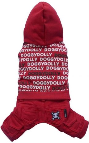 Костюм трикотажный с капюшоном " Doggy dolly" красный (xS, XL)