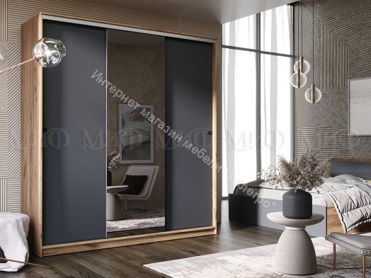 Шкаф-купе Альянс 1,5 м Графит, Дуб крафт