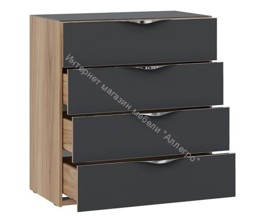 Комод «Глосс» (Яблоня Беллуно/Стекло графит матовый)