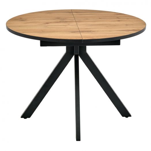 Стол Rudolf круглый раскладной 100-130x100x75см, 
Дуб Вотан, чёрный