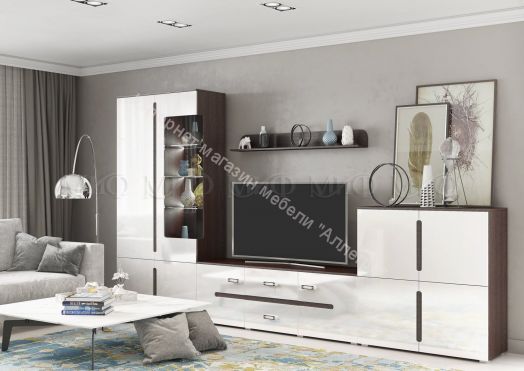 Тумба ТВ Ким Белый глянец/Дуб Венге