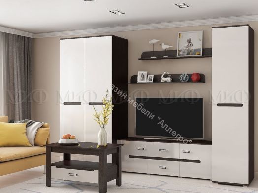 Тумба ТВ Ким Белый глянец/Дуб Венге