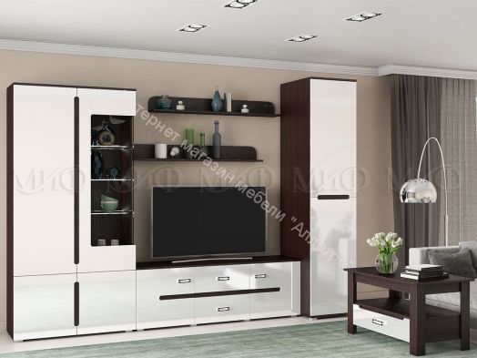 Гостиная Ким Белый глянец/Дуб Венге