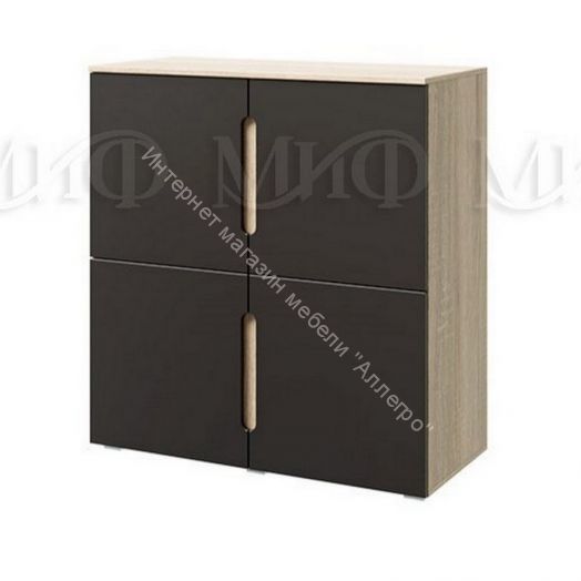 Тумба 4-х створчатая Ким Графит Софт/Дуб Сонома