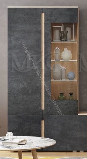 Шкаф с подсветкой Ким Бетон Графит, Дуб Сонома