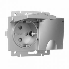Розетка с Защитной Крышкой и Шторками Werkel W1172206 Серебрянная, Влагозащитная с Заземлением / Веркель