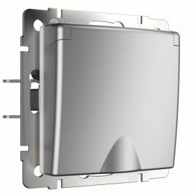 Розетка с Защитной Крышкой и Шторками Werkel WL06-SKGSC-01-IP44 Серебряная, Влагозащитная с Заземлением / Веркель