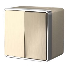 Выключатель Двухклавишный Werkel Galant WL15-03-02 Шампань Рифленый, Влагозащищённый / Веркель