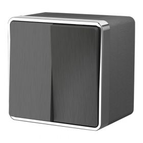 Выключатель Двухклавишный Werkel Galant W5020204 Графит Рифленый, Влагозащищённый / Веркель