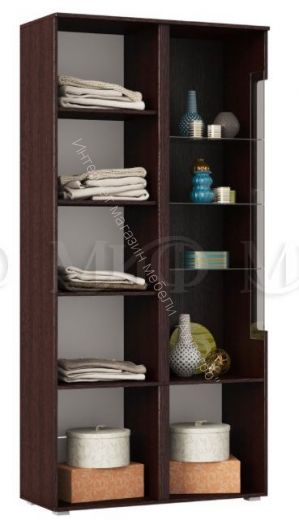 Шкаф с подсветкой Ким Белый глянец, Дуб Венге