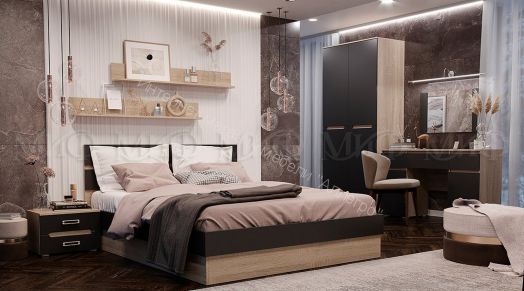 Шкаф угловой Ким Графит Софт, Дуб Сонома