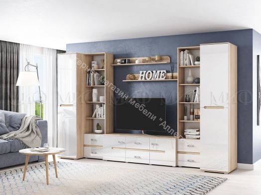 Пенал открытый Ким Белый глянец, Дуб Сонома