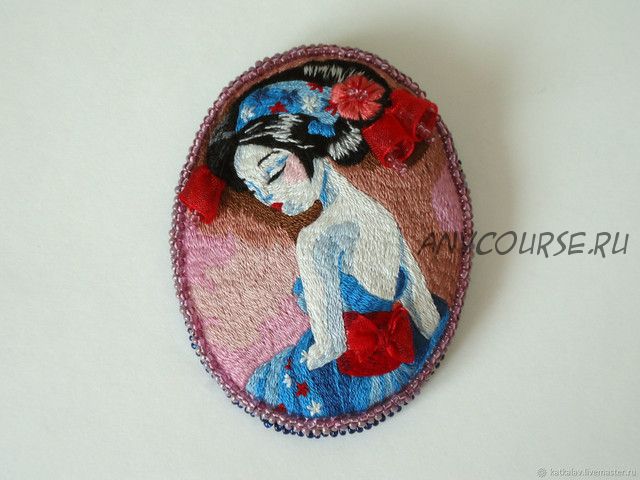 Оформление вышивки в брошь (бархатная изнанка) (Ирена Гаша)