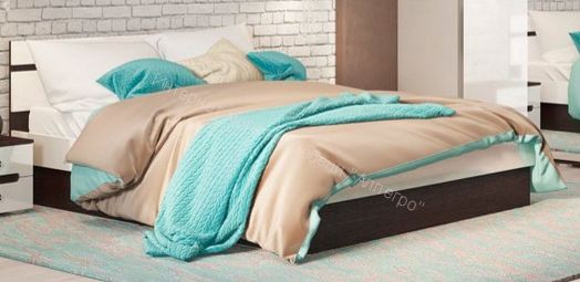 Кровать Ким с ПМ 1600 мм Белый глянец, Дуб Венге