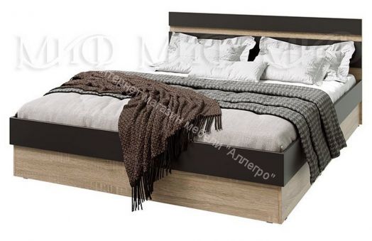 Кровать Ким 1400 мм Графит Софт, Дуб Сонома