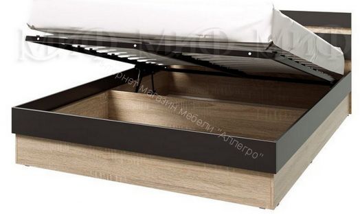 Кровать Ким с ПМ 1600 мм Графит Софт, Дуб Сонома