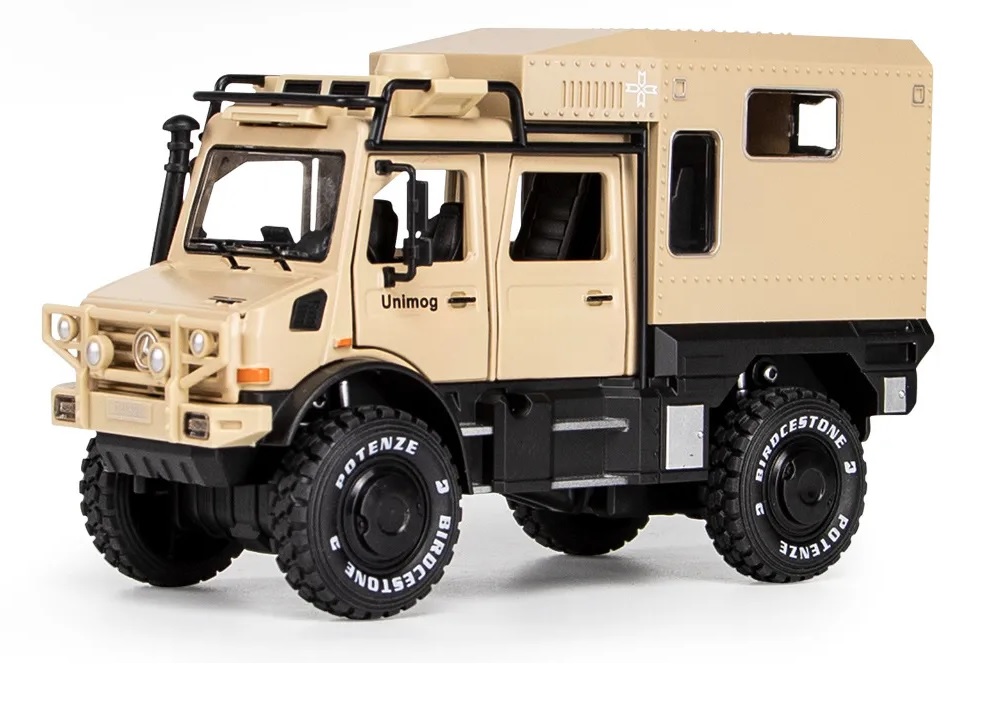 Коллекционный автомобиль Mercedes Unimog вездеход полиция ОМОН ФСБ1:28 свет, звук 19 см. (M330)