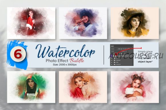 [Creativefabrica] Watercolor Photo Effect Template (Creative_View)