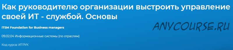 Как руководителю организации выстроить управление своей ИТ - службой. Основы (Данил Динцис)