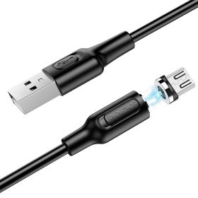 Кабель USB-мкрUSB, Borofone BX41,1м, магн., черный