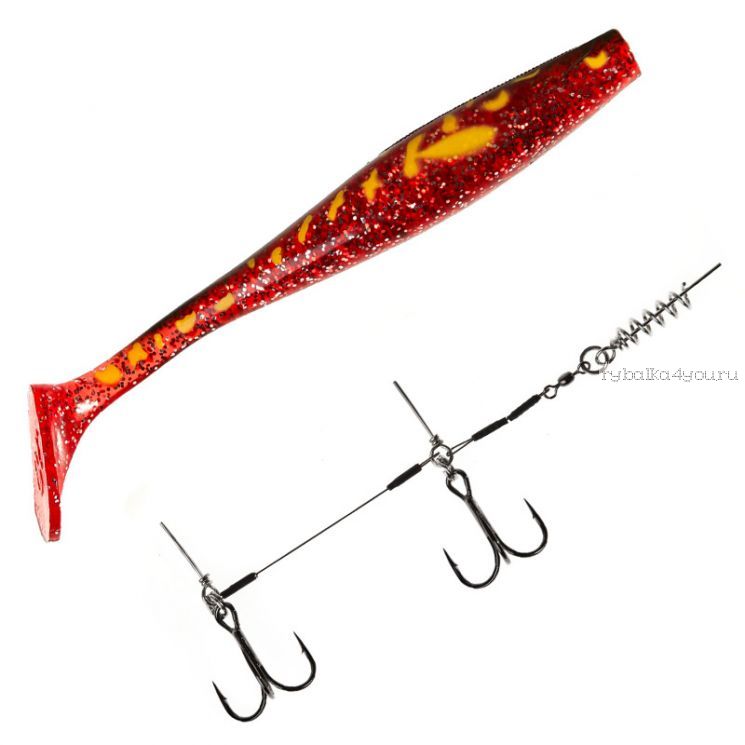 Силиконовые приманки Lucky John Kubira Swim Shad Set 228 мм / 70 гр +Stinger L цвет: PG25