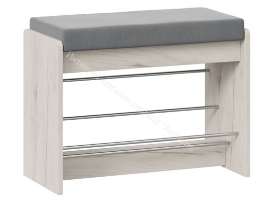 Тумба для обуви «Тайм» тип 1 (Дуб крафт белый/Велюр серый)