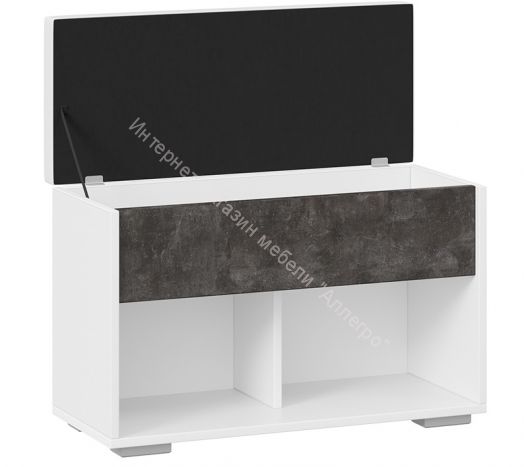 Тумба для обуви "Ханна" Исп.2 (Ателье тёмный/Кожзам белый ясень)