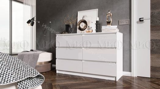 Комод 1202 "Челси" Белый глянец холодный/Белый