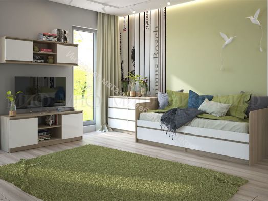 Комод 800 Челси Белый глянец холодный, Дуб Сонома