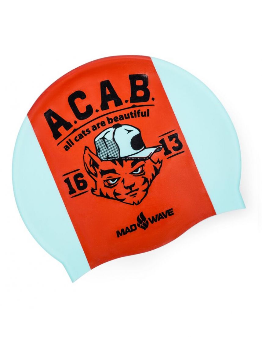 Шапочка для плавания силиконовая Mad Wave A.C.A.B.