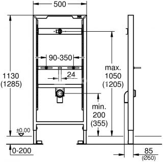 Pisuar üçün divariçi çərçivə GROHE Rapid SL kod 38517001 cizgisi