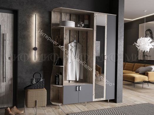 Прихожая Лика №1 1,5 м Дуб Юкон, Графит