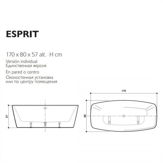 Отдельностоящая ванна Jacuzzi Esprit 170x80 ФОТО