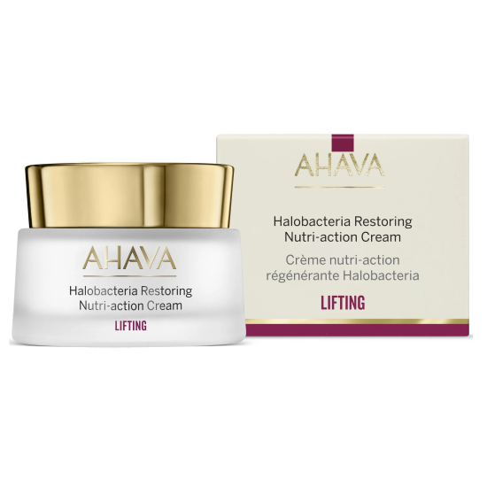 Питательный восстанавливающий крем для лица Ahava Halobacteria, 50 мл — флакон и упаковка