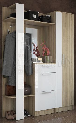 Прихожая Мартина 1,5 м Белый глянец/Дуб Сонома