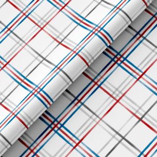 Хлопок - Сине-красная клетка на белом 25х75 см limit