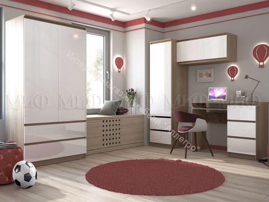 Пенал Челси Белый глянец холодный, Дуб Сонома